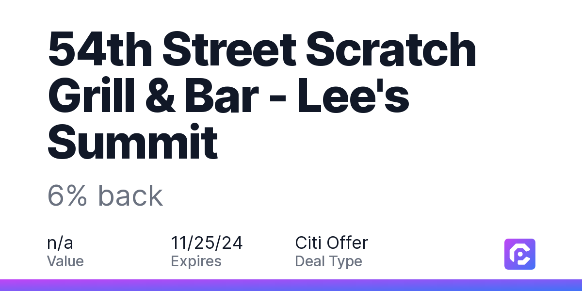 54th Street Scratch Grill & Bar Lee's Summit 6 back CardPointers