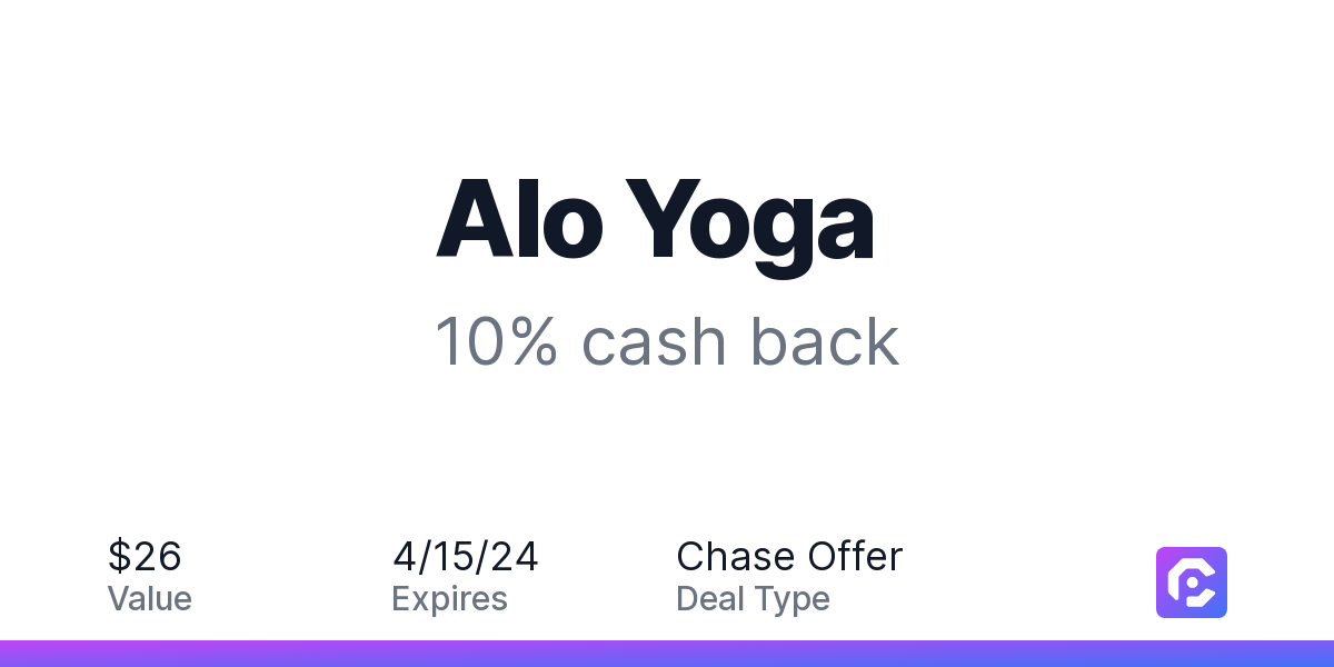 Alo Yoga 10 cash back CardPointers