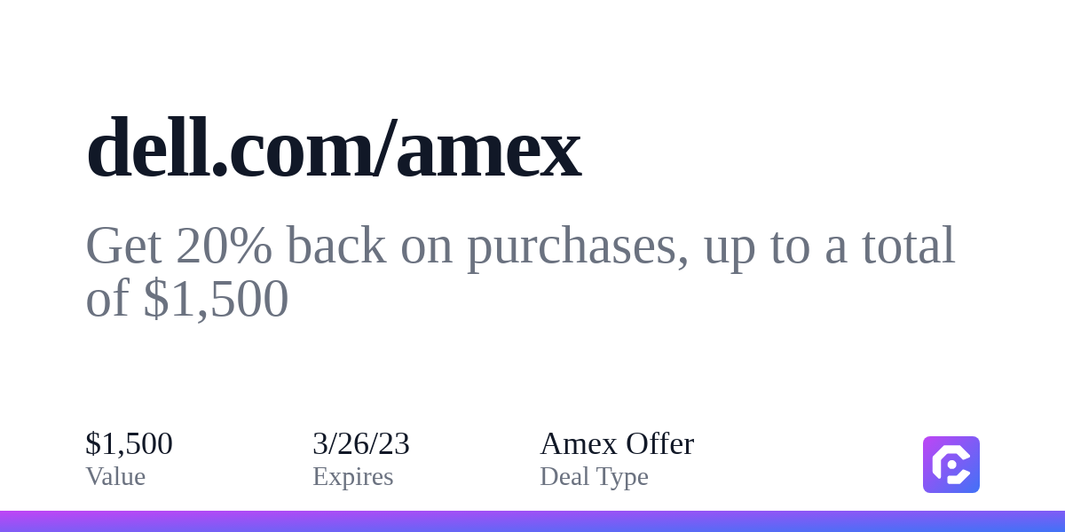 /amex: Get 20% back on purchases, up to a total of $1,500 |  CardPointers