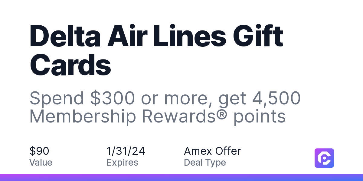 Amex Offer: 6,000 Points When Buying $300+ in Delta Gift Cards