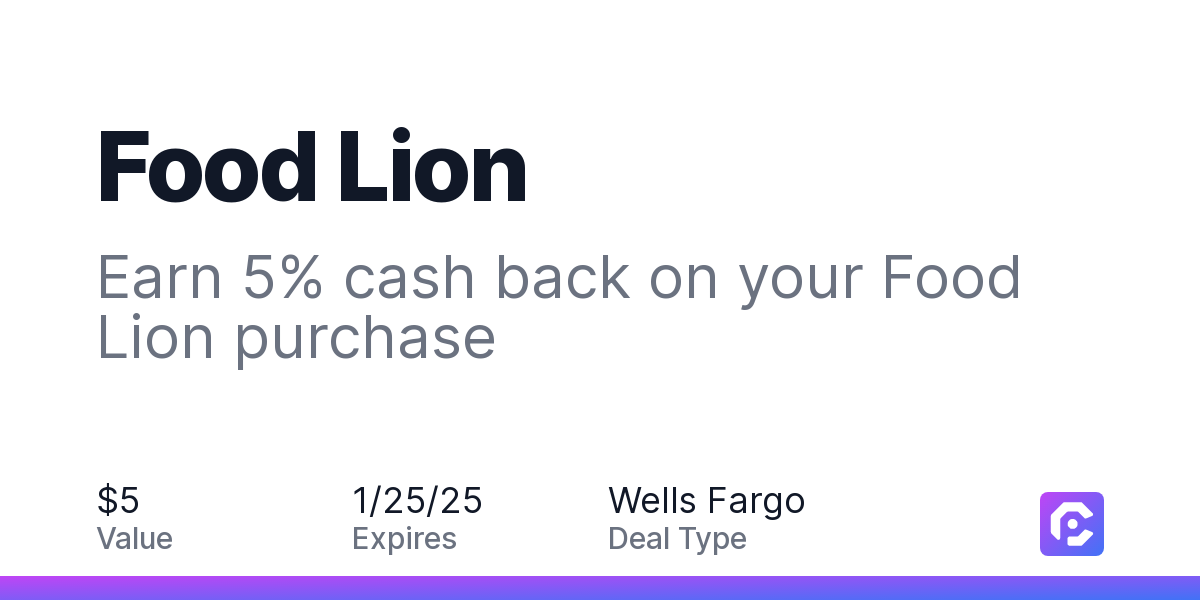 Food Lion: Earn 5% Cash Back On Your Food Lion Purchase 