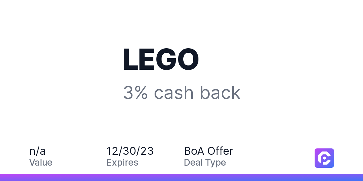 LEGO 3 cash back CardPointers