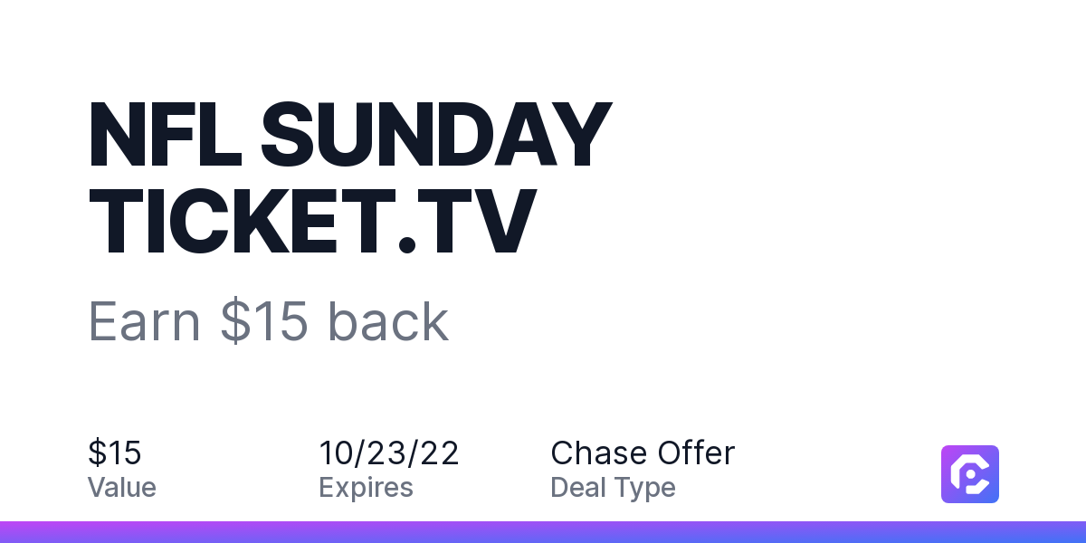 NFL SUNDAY TICKET.TV: Earn $15 back